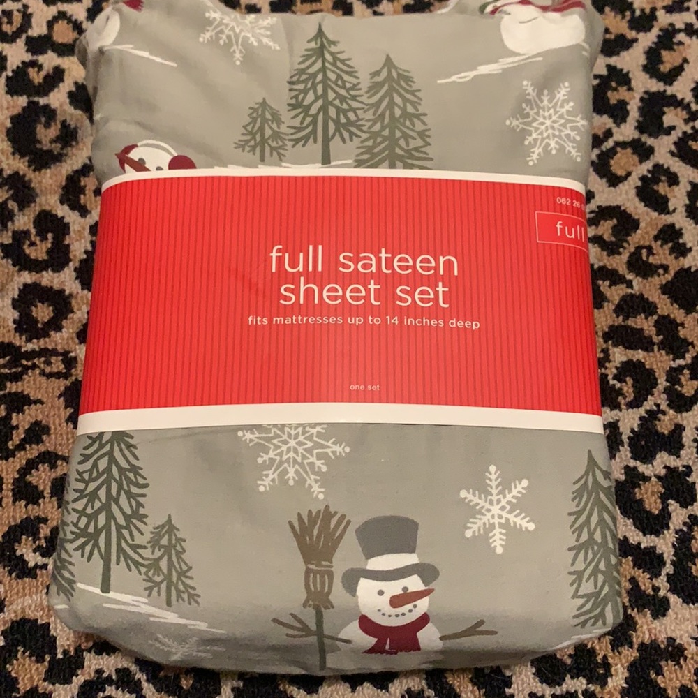 TARGET Christmas Snowman Full Sheet set  Gray 2011